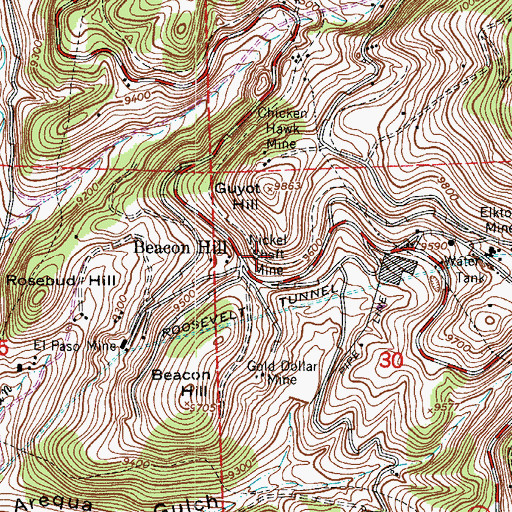 Topographic Map of Mollie Gibson Mine, CO