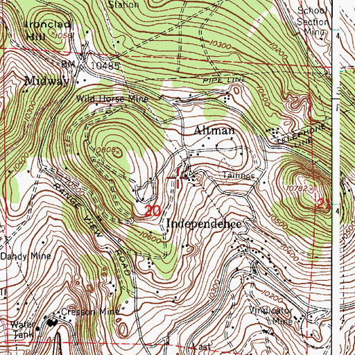 Topographic Map of South Burns Mine, CO