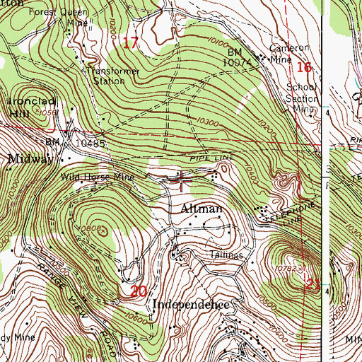 Topographic Map of Whip Mine, CO