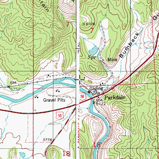 Topographic Map of Parkdale Quarry, CO