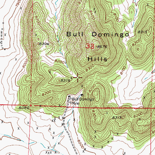 Topographic Map of Bull Domingo Mine, CO