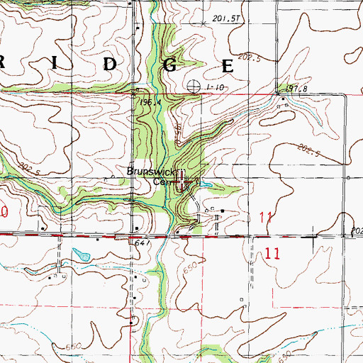 Topographic Map of Brunswick Cemetery, IL