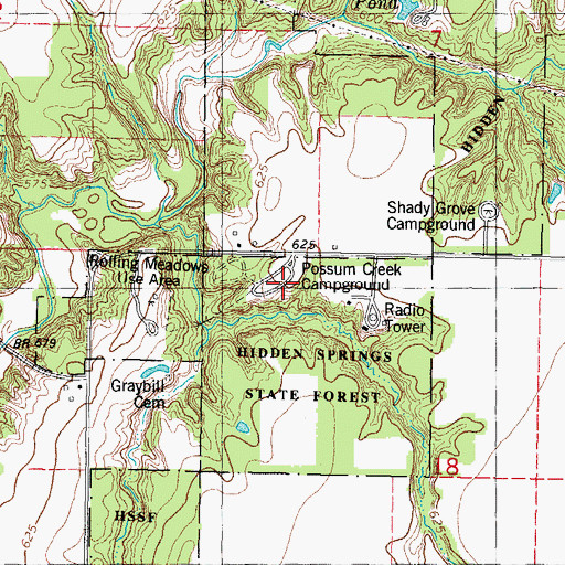 Topographic Map of Possum Creek Campground, IL