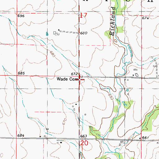 Topographic Map of Wade Cemetery, IL