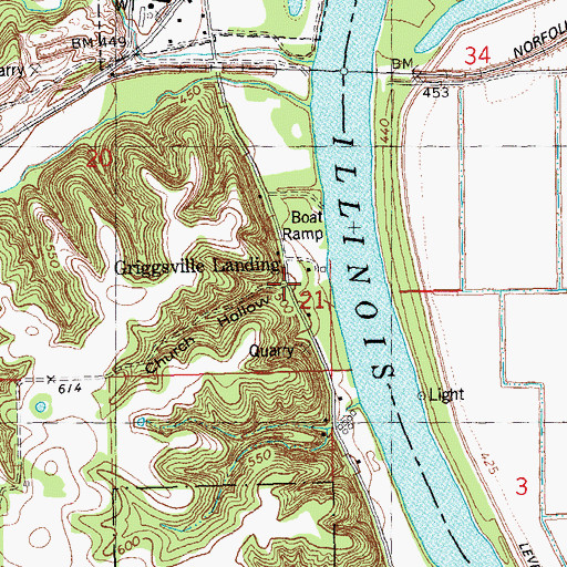 Topographic Map of Church Hollow, IL