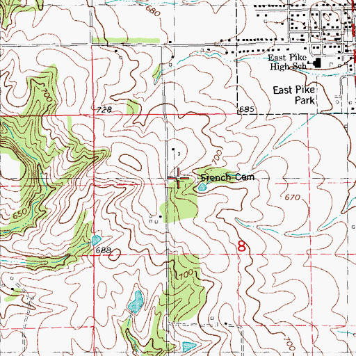 Topographic Map of French Cemetery, IL