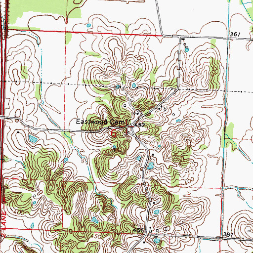 Topographic Map of Eastwood Church (historical), IL