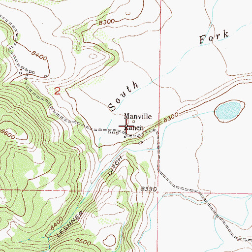 Topographic Map of Manville Ranch, CO