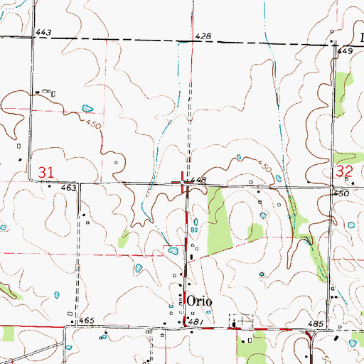 Topographic Map of Orio School (historical), IL