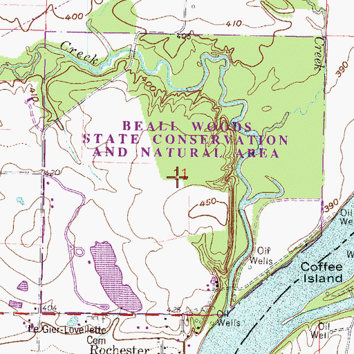 Topographic Map of Beall Woods State Conservation and Natural Area, IL