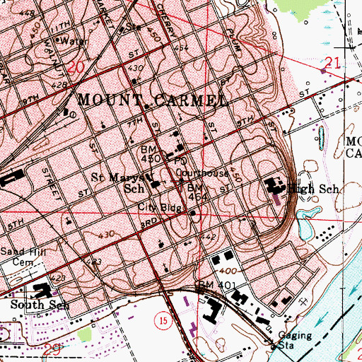 Topographic Map of Wabash County Courthouse, IL