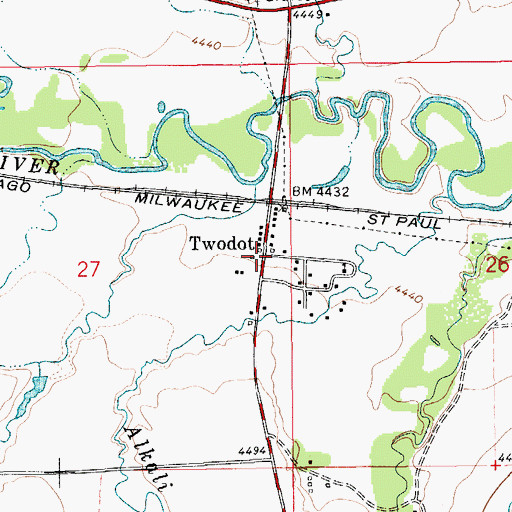 Topographic Map of Two Dot Methodist Church (historical), MT