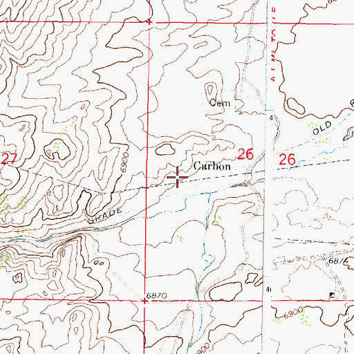 Topographic Map of Carbon Number Three Mine, WY