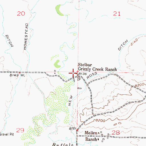 Topographic Map of Stelbar Grizzly Creek Ranch, CO