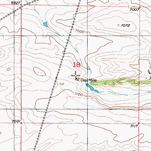 Topographic Map of Rock Creek Mine, WY