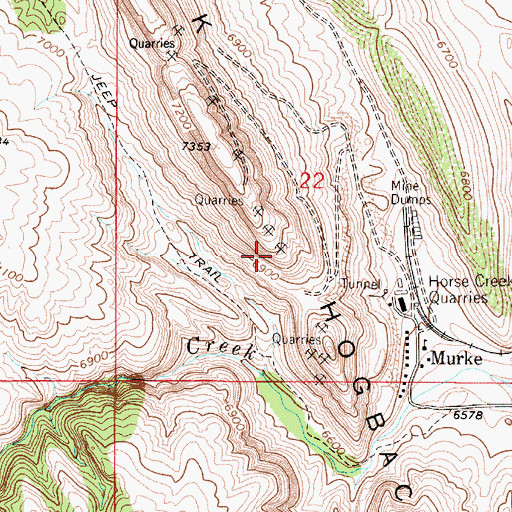 Topographic Map of Horse Creek Quarry, WY