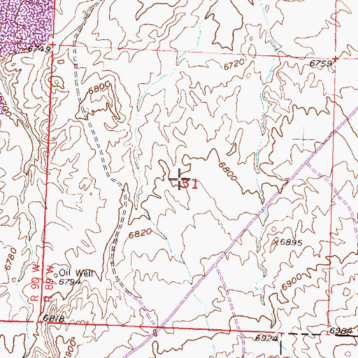 Topographic Map of Beaver Rim Annex Mine, WY