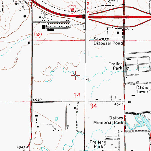 Topographic Map of Clyde Potter Quarry, WY