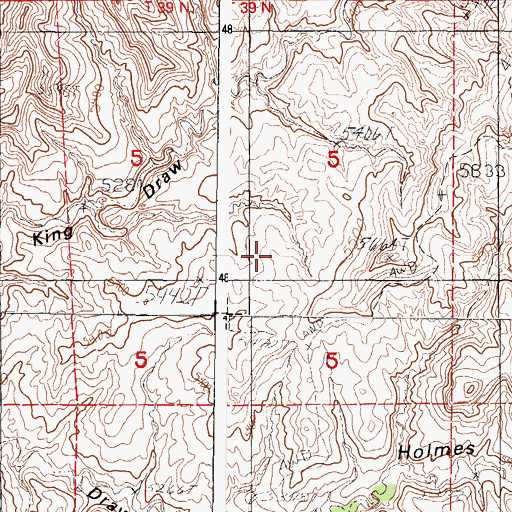 Topographic Map of Baker Numbers Three-five Mine, WY