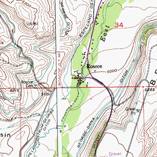 Topographic Map of East Rosebud Creek Bridge, MT