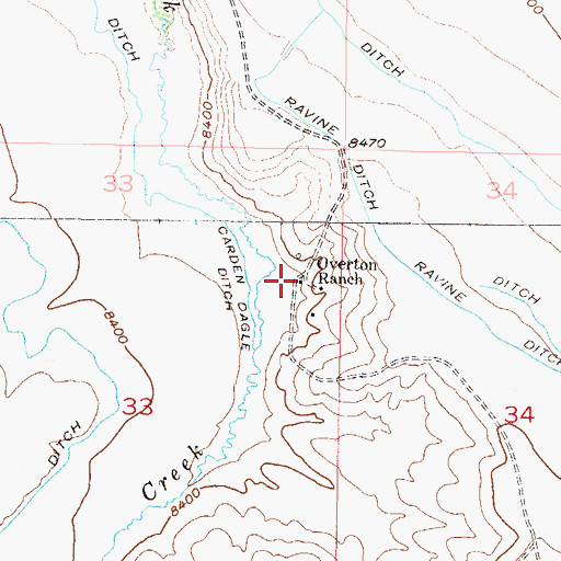 Topographic Map of Overton Ranch, CO