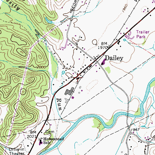 Topographic Map of Dailey Post Office, WV