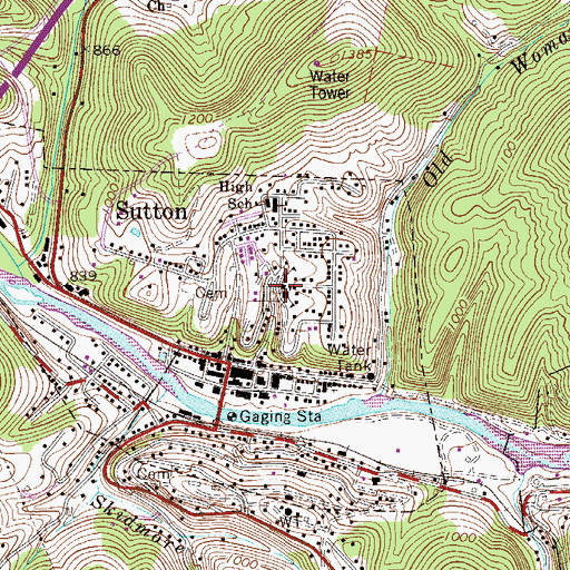 Topographic Map of Sutton Elementary School, WV
