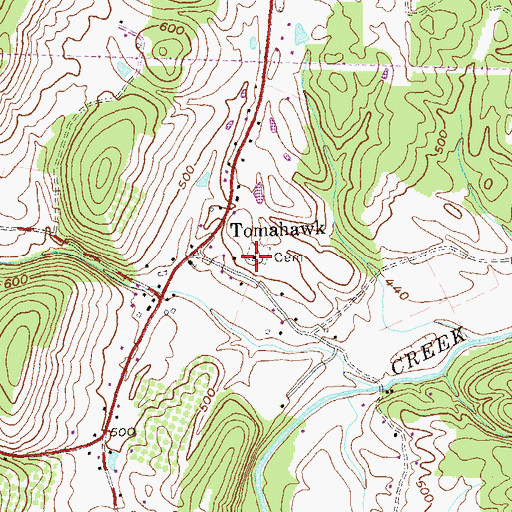 Topographic Map of Tomahawk Presbyterian Church, WV