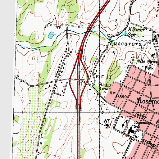 Topographic Map of Exit 13, WV