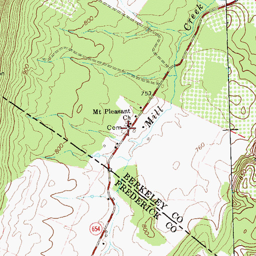 Topographic Map of Mount Pleasant Cemetery, WV