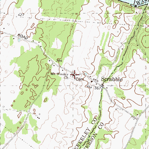 Topographic Map of Mount Wesley Cemetery, WV