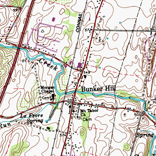 Topographic Map of Bunker Hill Post Office, WV