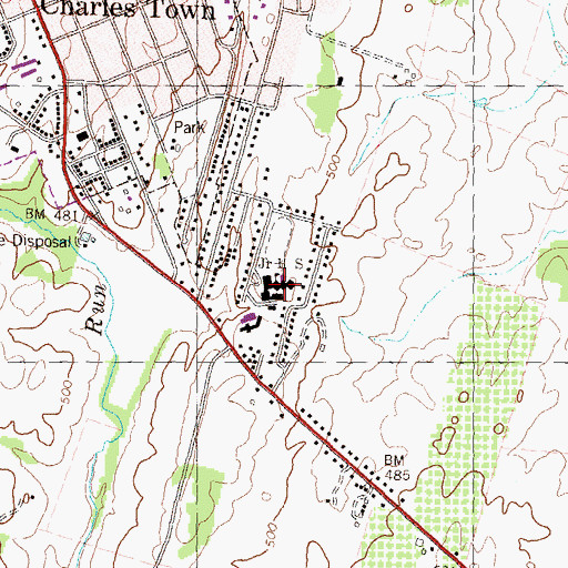 Topographic Map of Charles Town Middle School, WV