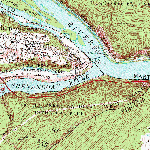 Topographic Map of Herrs Island (historical), WV