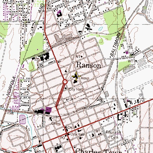 Topographic Map of Jefferson Medical Center, WV