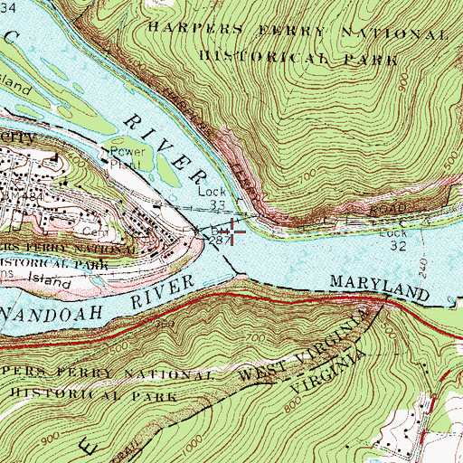Topographic Map of Potomac Ferry (historical), WV