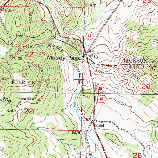 Topographic Map of Muddy Pass, CO