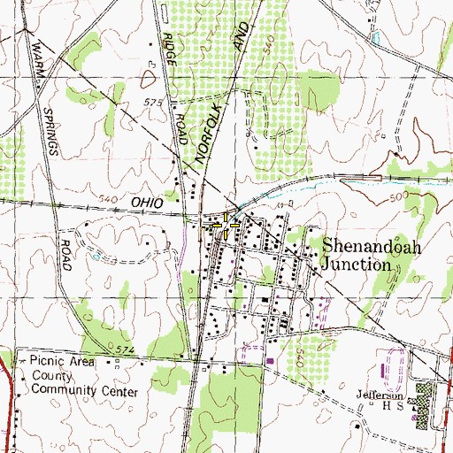 Topographic Map of Shenandoah Junction Post Office, WV
