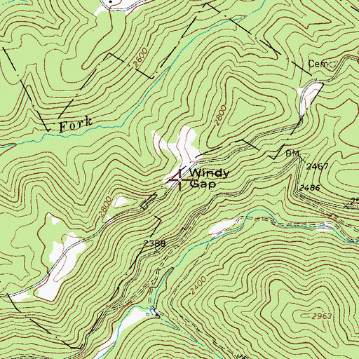 Topographic Map of Windy Gap School (historical), WV