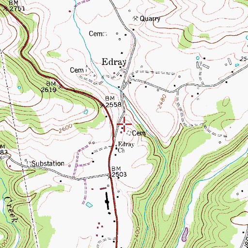Topographic Map of Edray School House (historical), WV