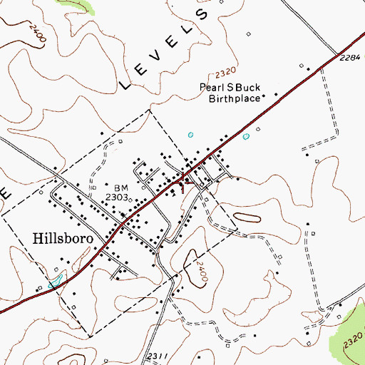 Topographic Map of Hillsboro Elementary School, WV