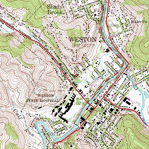 Topographic Map of Broad Street United Methodist Church, WV