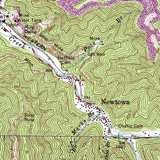 Topographic Map of Chafin School (historical), WV
