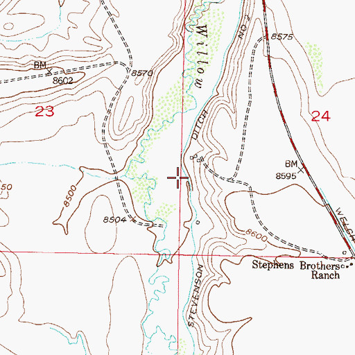 Topographic Map of Stevenson Ditch Number 2, CO