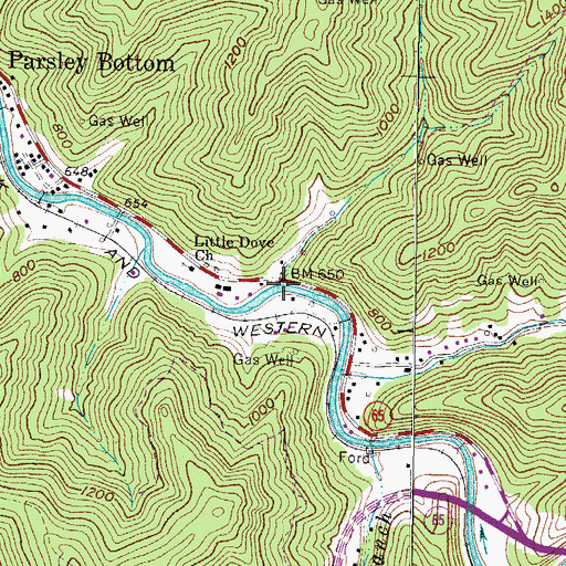 Topographic Map of White Branch, WV
