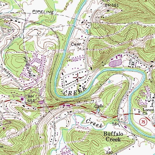 Topographic Map of Meadow Haven, WV