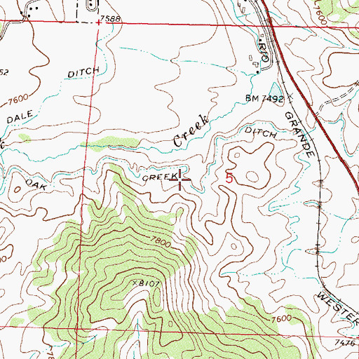 Topographic Map of Oak Creek Ditch, CO