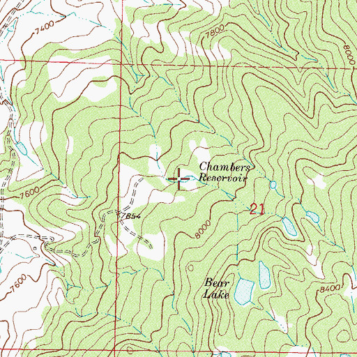 Topographic Map of Chambers Reservoir, CO