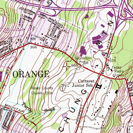 Topographic Map of Township of West Orange, NJ