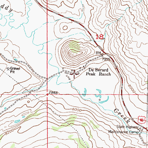 Topographic Map of De Berard Peak Ranch, CO